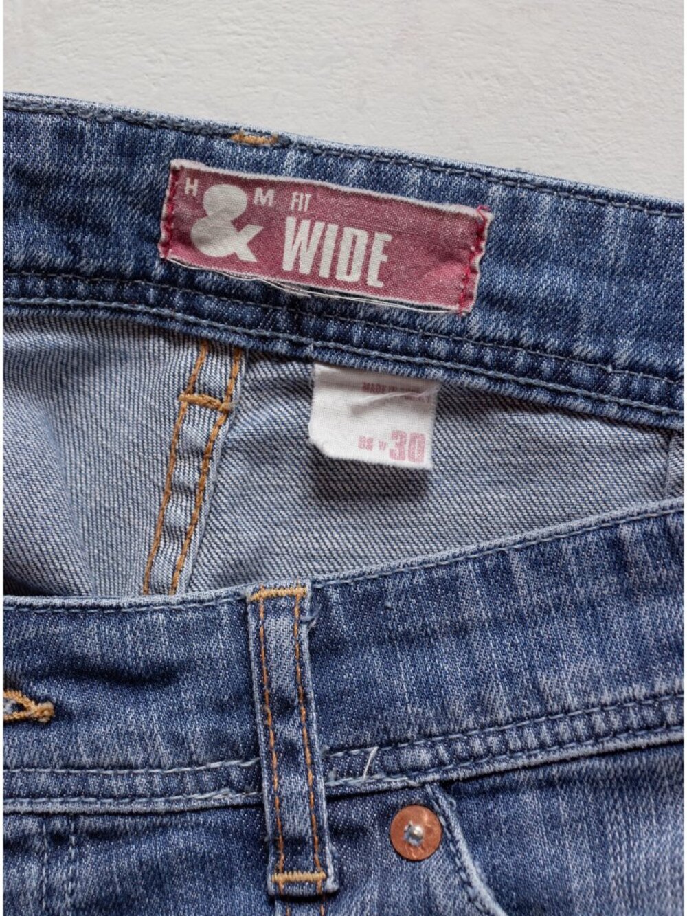 Low Rise Baggy Wide Leg Jeans Y2K 2000's Vintage Denim / 38 Inch Hips / Size 5 6 - Picture 9 of 14